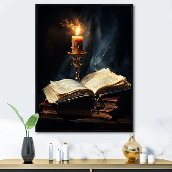 Designart "Torah Illumination in Judaism III" Spiritual Framed Wall Art - Global Yellow Judaism Bedroom Framed Canvas Wall Art