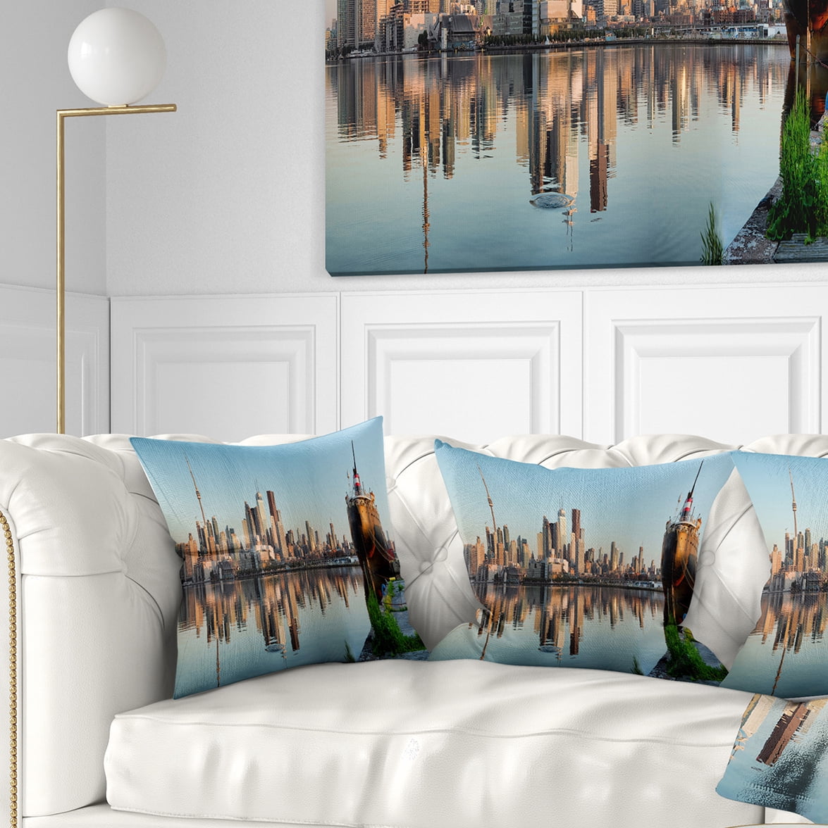 Designart Toronto City Skyline Panorama - Cityscape Photography Throw Pillow - 18x18