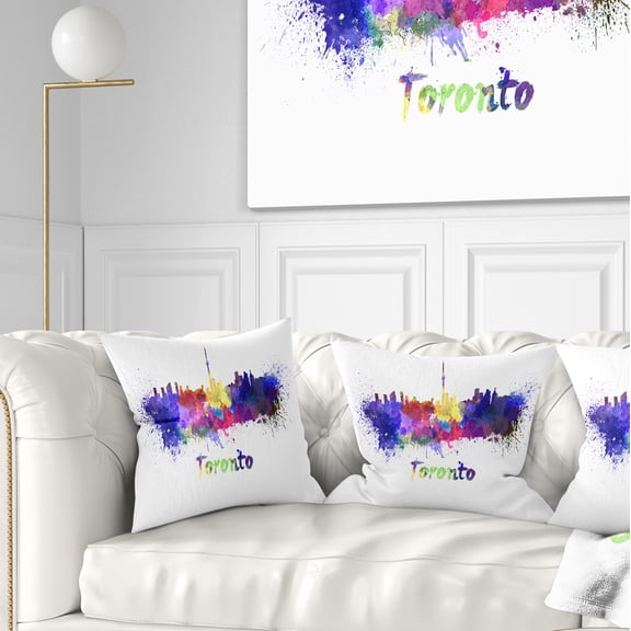 Designart Toronto Skyline - Cityscape Throw Pillow - 16x16