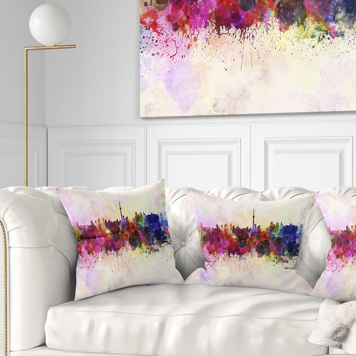 Designart Toronto Skyline - Cityscape Throw Pillow - 16x16