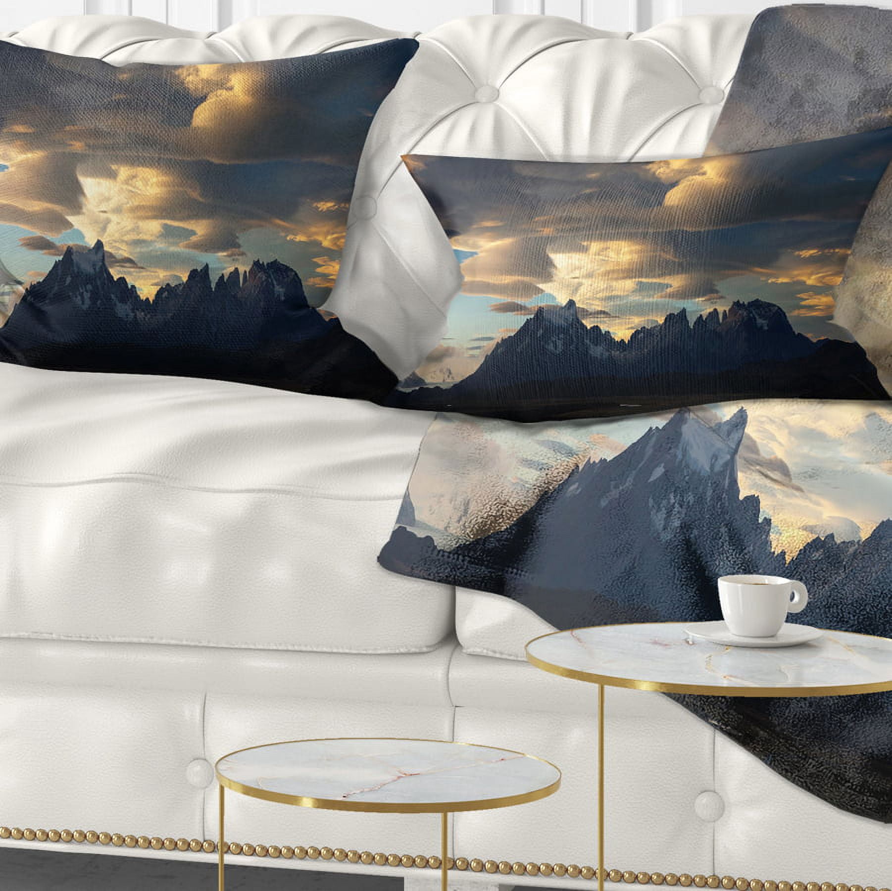 Designart Torres del Paine National Park - Landscape Printed Throw Pillow - 12x20