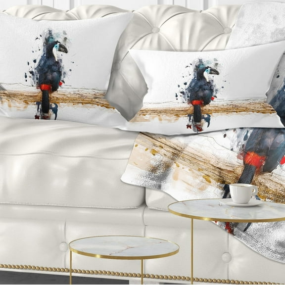 Designart Toucan on the Branch - Animal Throw Pillow - 12x20