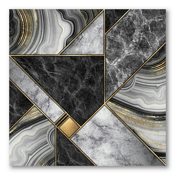 Designart ' Touches Of Gold With Marble Granite Agate ' Modern Canvas Wall Art Print