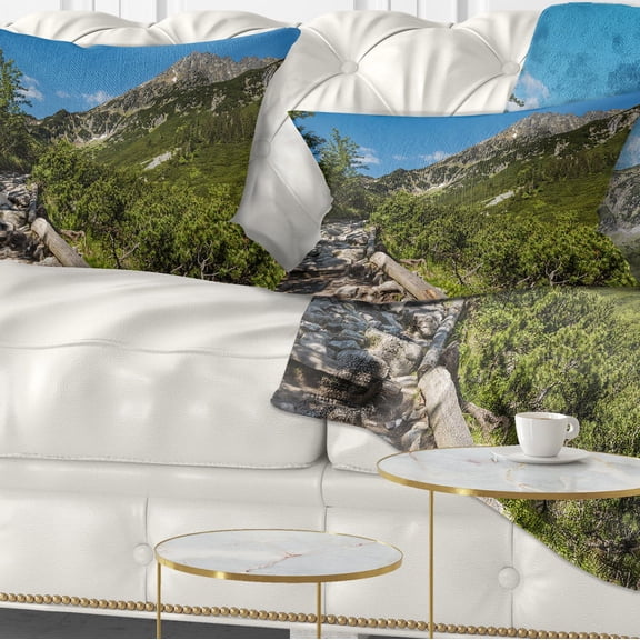 Designart Tourist Trail in High Mountains - Landscape Printed Throw Pillow - 12x20