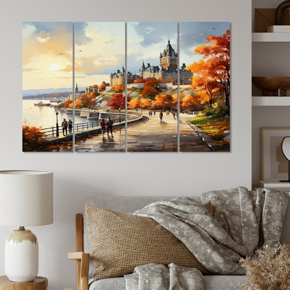 Designart "Touristic View of Quebec City II" Quebec Wall Art Prints Set