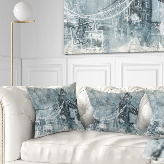 Designart Tower Bridge London - Contemporary Throw Pillow - 18x18