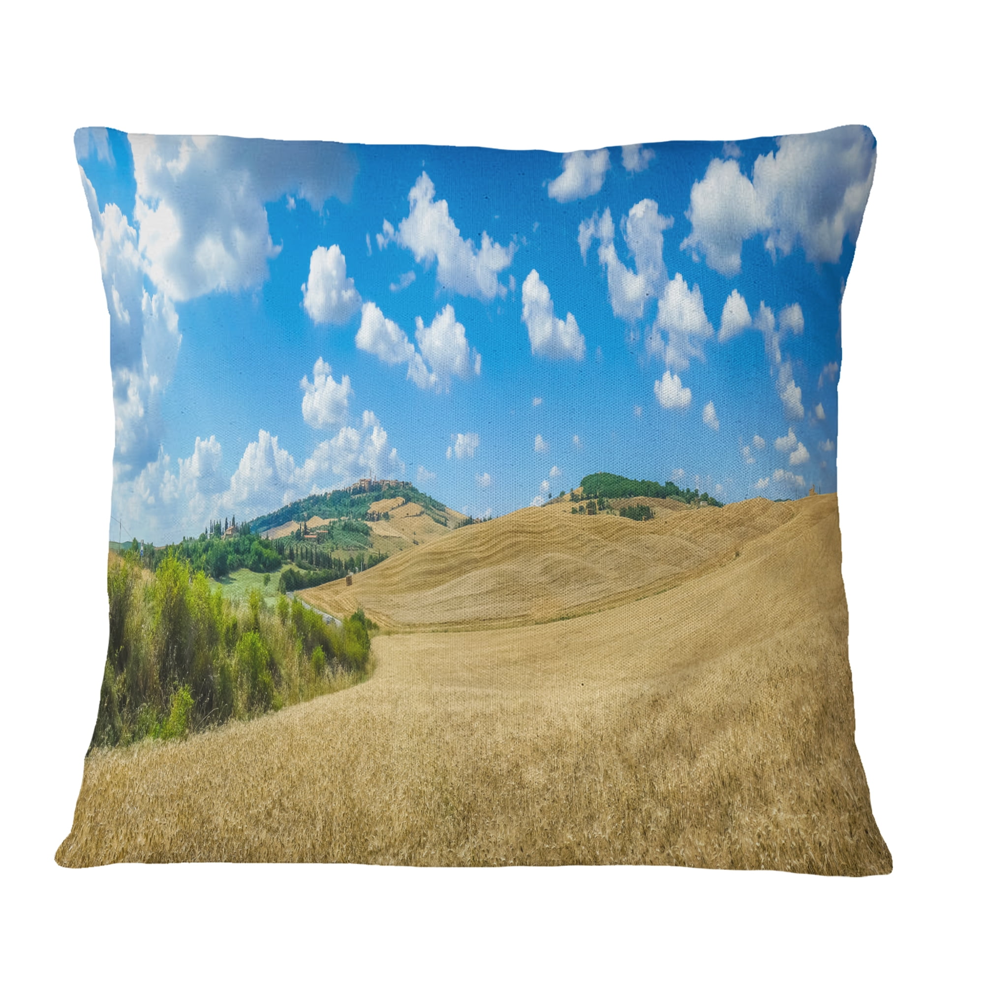 Designart Town of Pienza Val d Orcia Italy - Landscape Printed Throw Pillow - 18x18