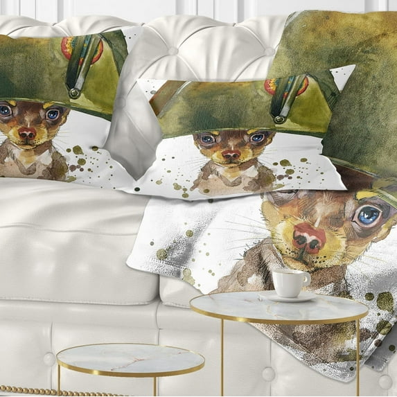 Designart Toy Terrier Dog Graphics Art - Animal Throw Pillow - 12x20