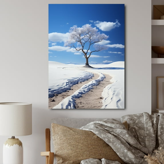 Designart "Track Stillness Snow Frozen wall art" Floral Canvas Print