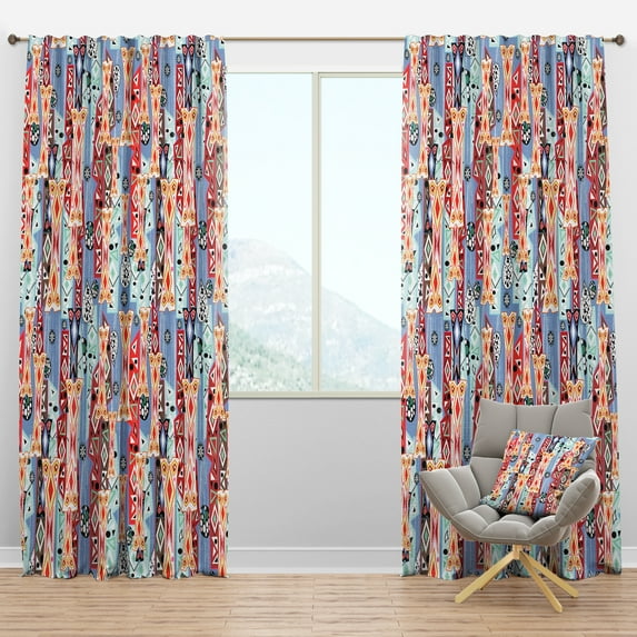 Designart 'Tradional Gold Gate With Blue Wall Art' Modern & Contemporary Blackout Curtain Panel