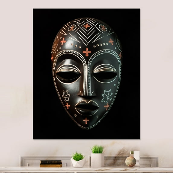 Designart "Traditional African Mask Ethnically Crafted XXIII" African Tribal Metal Art Print