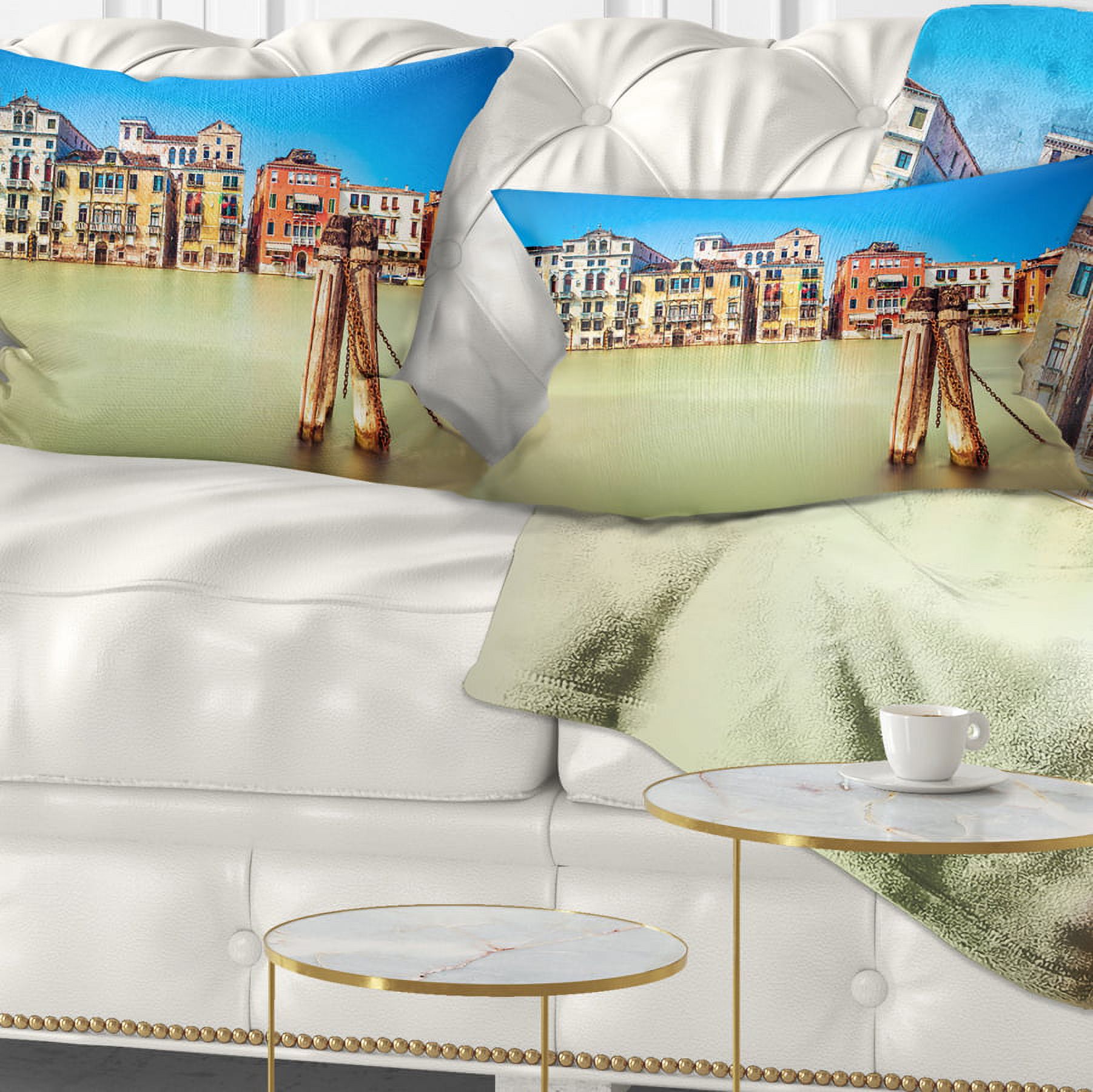 Designart Traditional Buildings of Venice - Landscape Printed Throw Pillow - 12x20