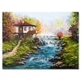 thumbnail image 1 of Designart ' Traditional Bulgarian River and House ' Lake House Canvas Wall Art Print, 1 of 4