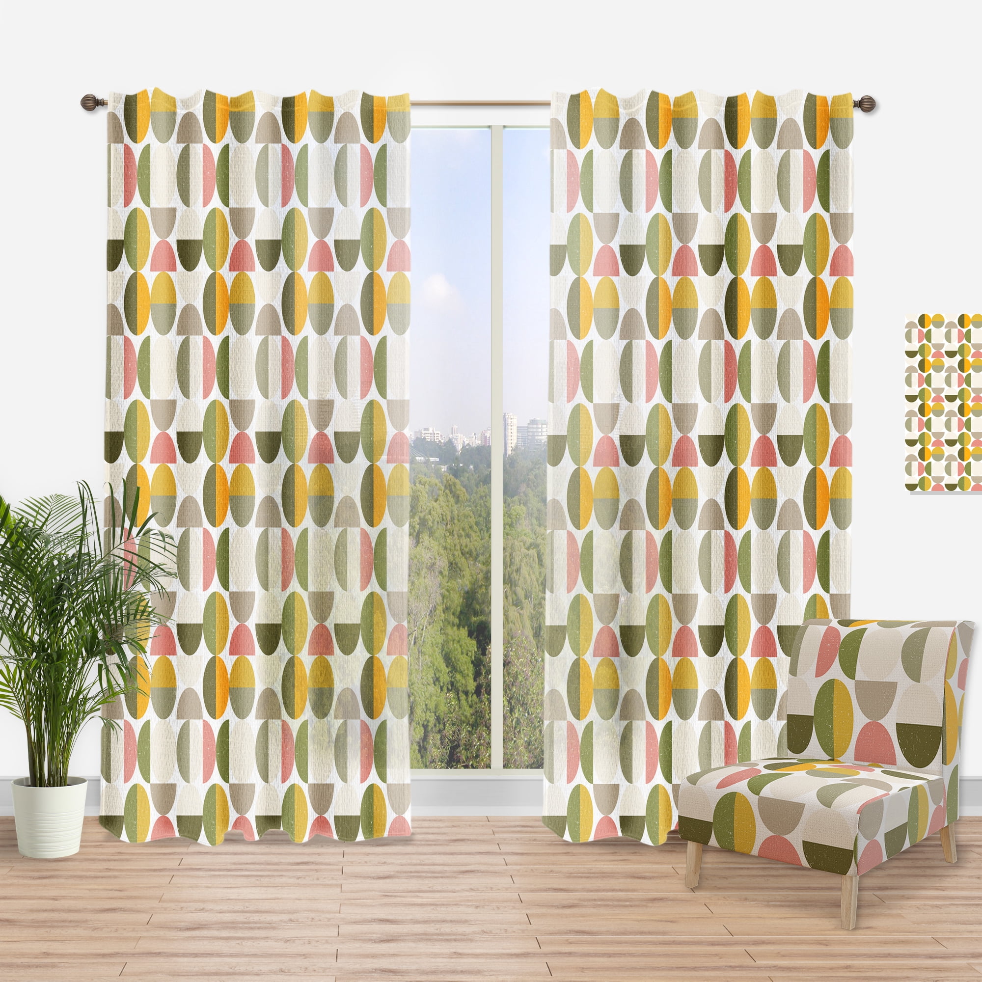 Designart 'Traditional Circular Design I' Mid-Century Modern Curtain Panel