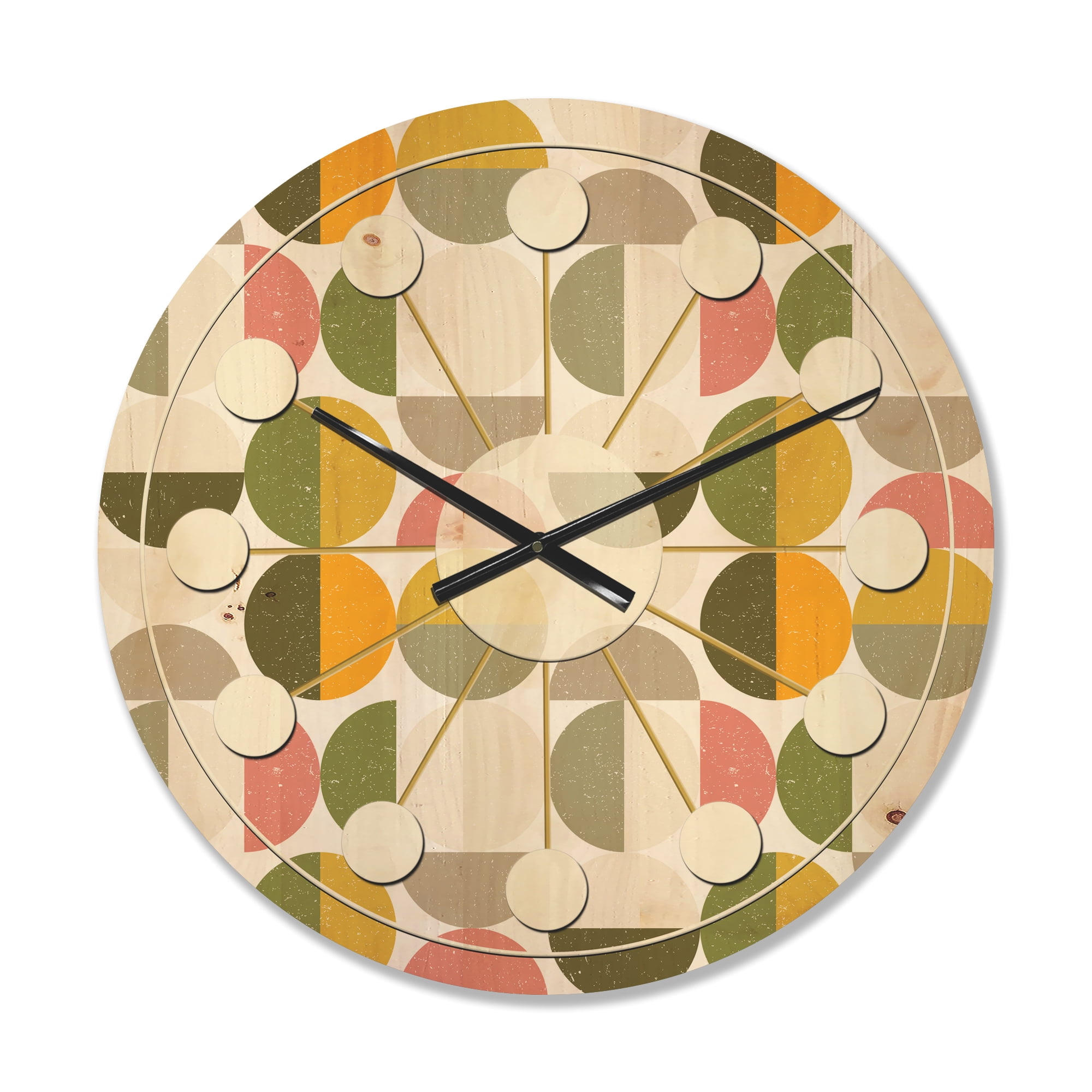 Designart 'Traditional Circular Design I' Mid-Century Modern Wood Wall Clock