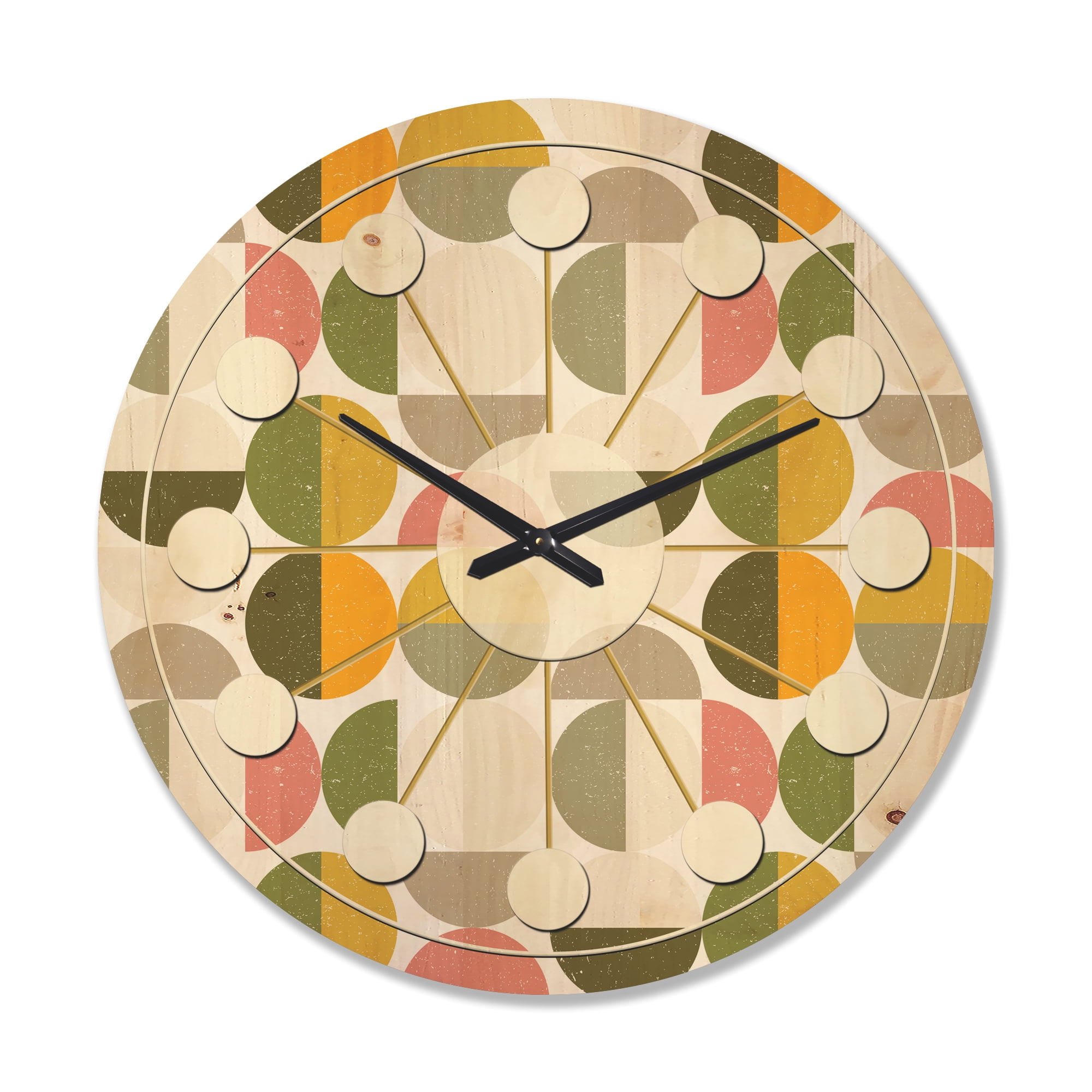 Designart 'Traditional Circular Design I' Mid-Century Modern Wood Wall Clock