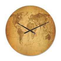 Designart 'Traditional Classic Map' Modern Wood Wall Clock