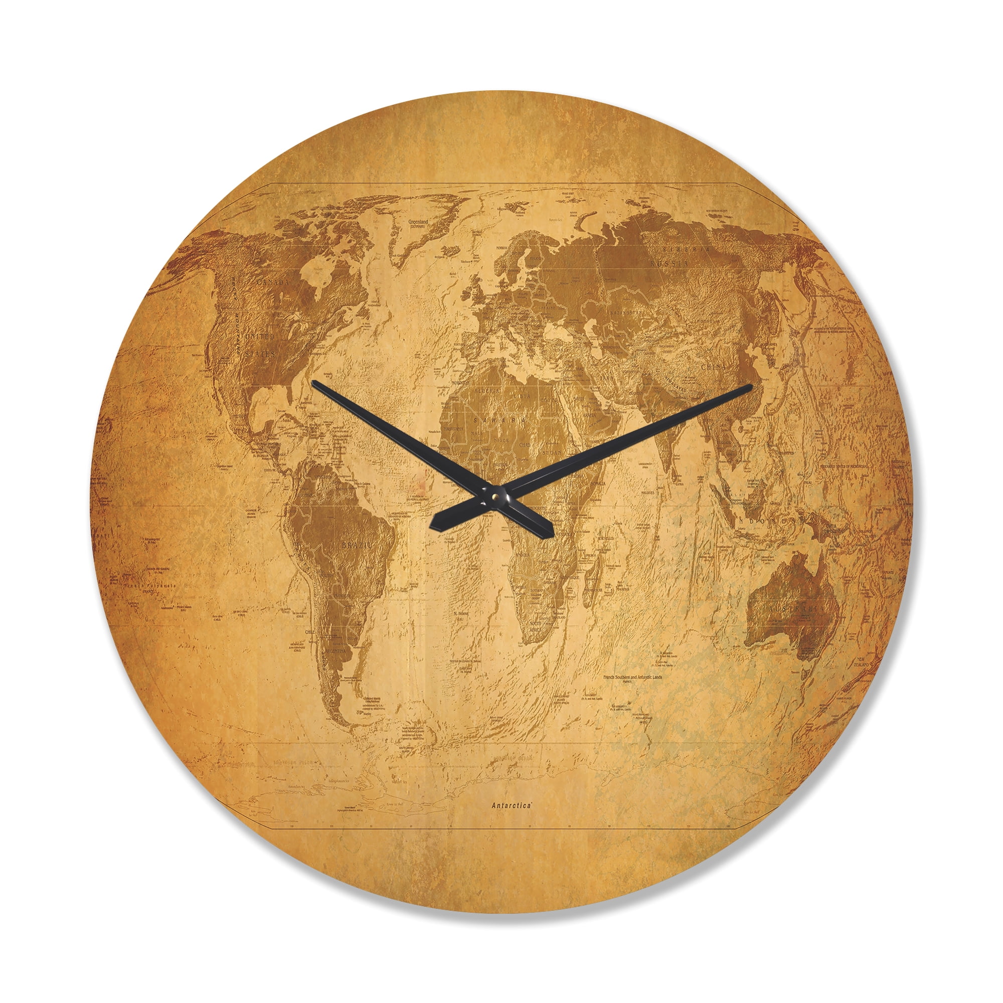 Designart 'Traditional Classic Map' Modern Wood Wall Clock Walmart