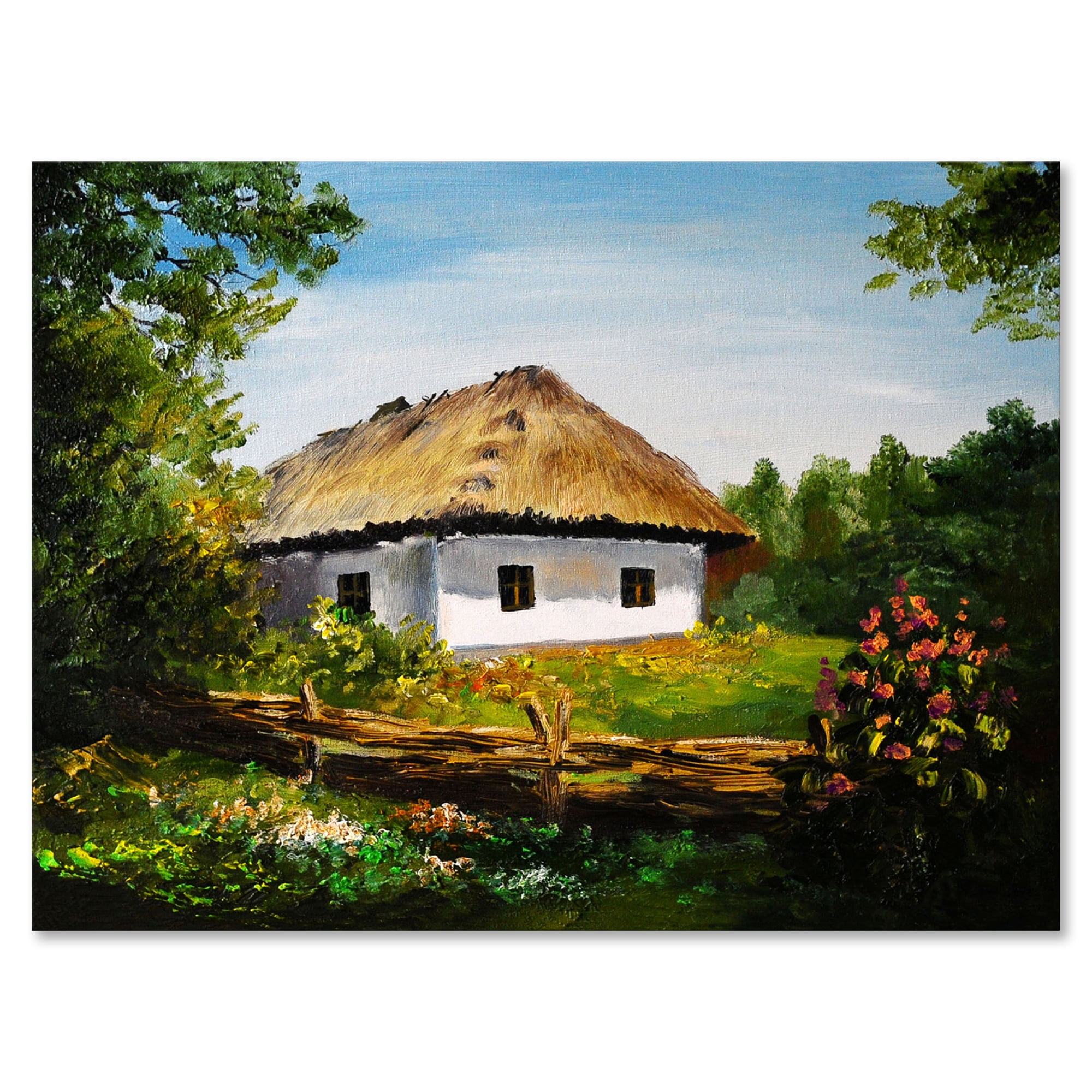 Designart ' Traditional Cottage At Sunrise In Summer ' Traditional Canvas Wall Art Print
