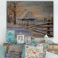 thumbnail image 1 of Designart 'Traditional Cottage Covered With Snow In Winter II' Traditional Print on Natural Pine Wood, 1 of 5