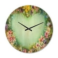 thumbnail image 1 of Designart 'Traditional Flowers with Heart Shape ' Modern Wood Wall Clock, 1 of 5