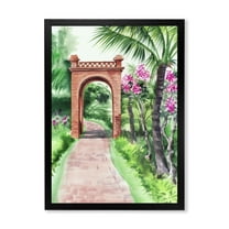 Designart 'Traditional Gate On Path In Tropical Oasis' Tropical Framed Art Print
