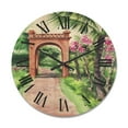 thumbnail image 1 of Designart 'Traditional Gate On Path In Tropical Oasis' Tropical Wood Wall Clock, 1 of 5