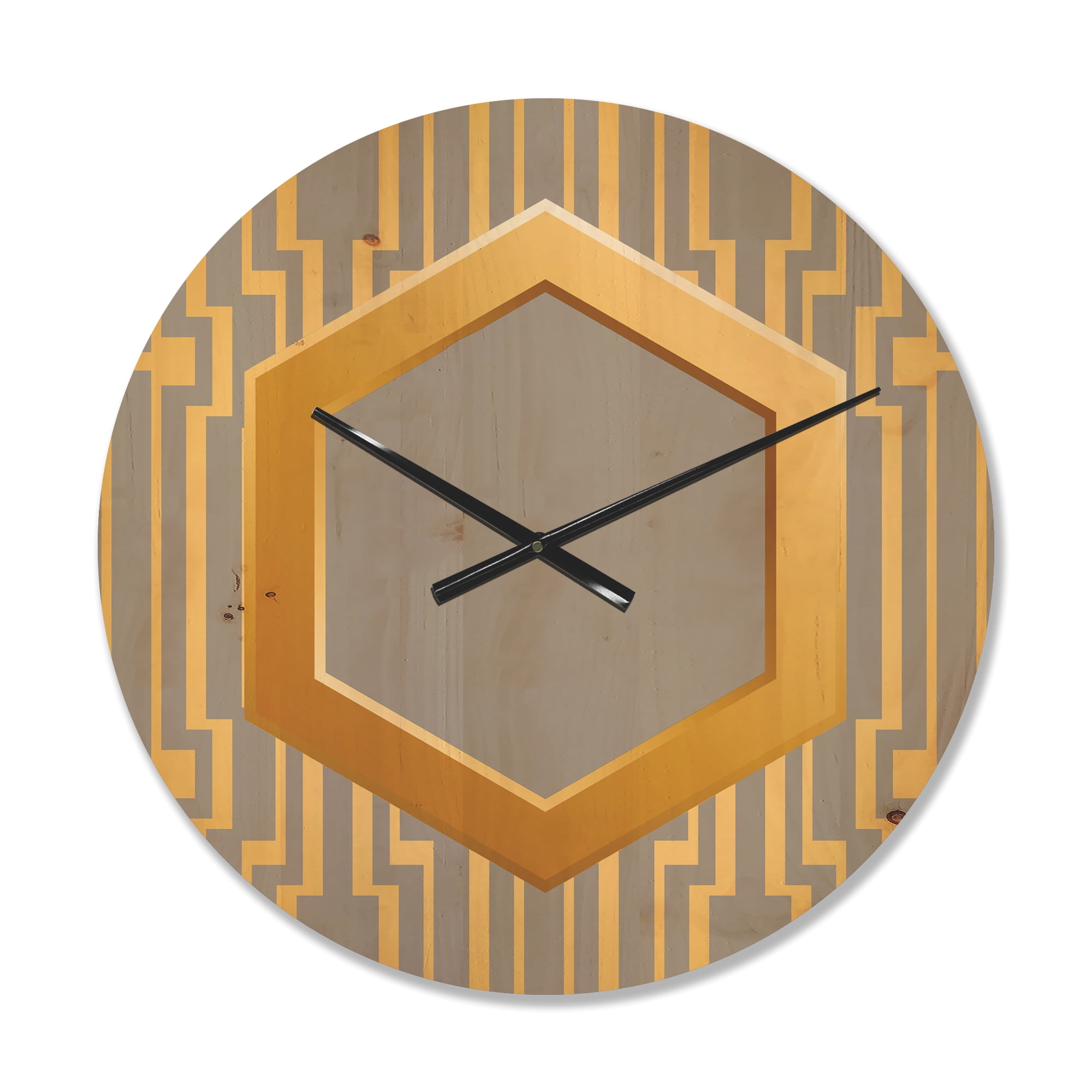 Designart 'Traditional Gold and Grey design ' Shabby Chic Wood Wall Clock