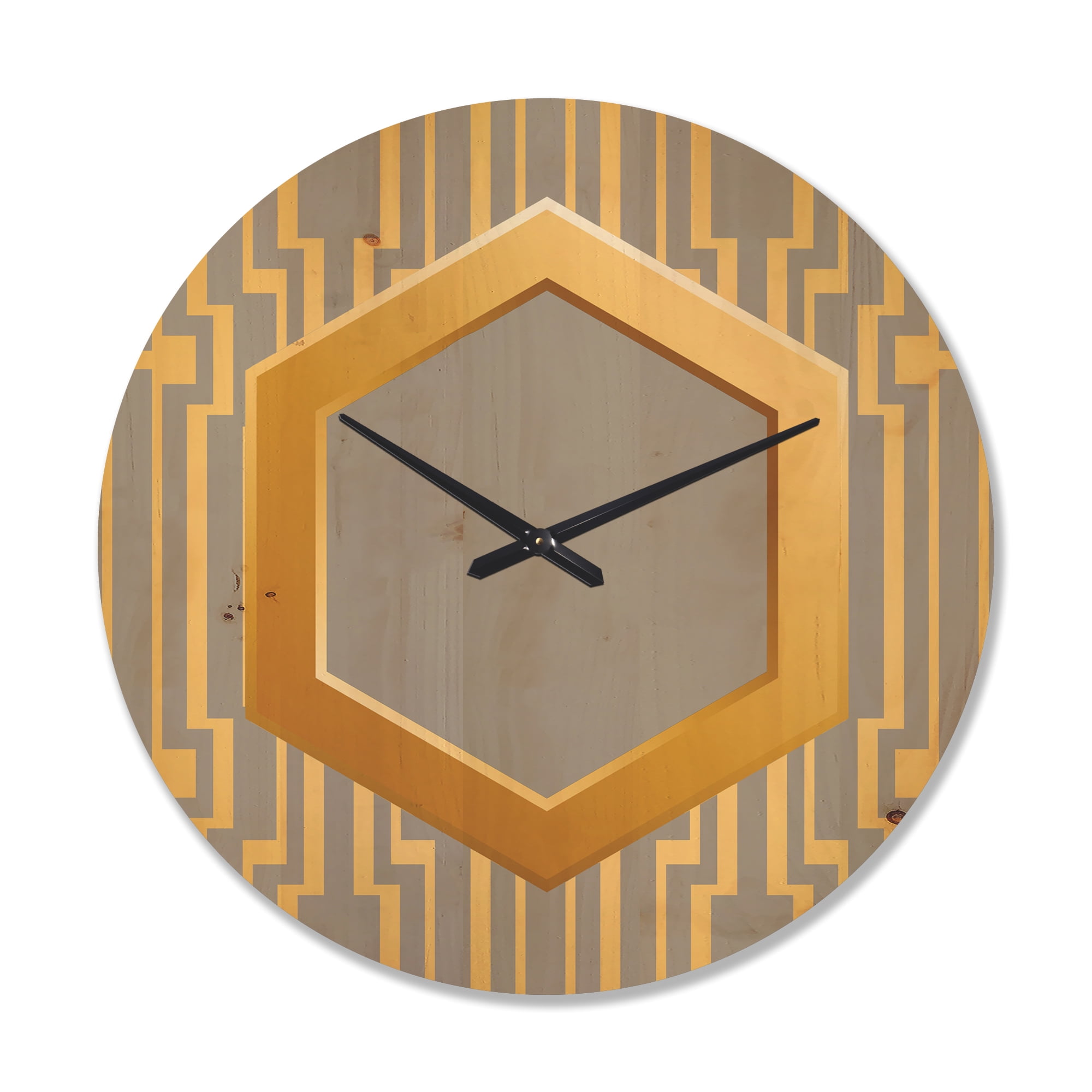 Designart 'Traditional Gold and Grey design ' Shabby Chic Wood Wall Clock