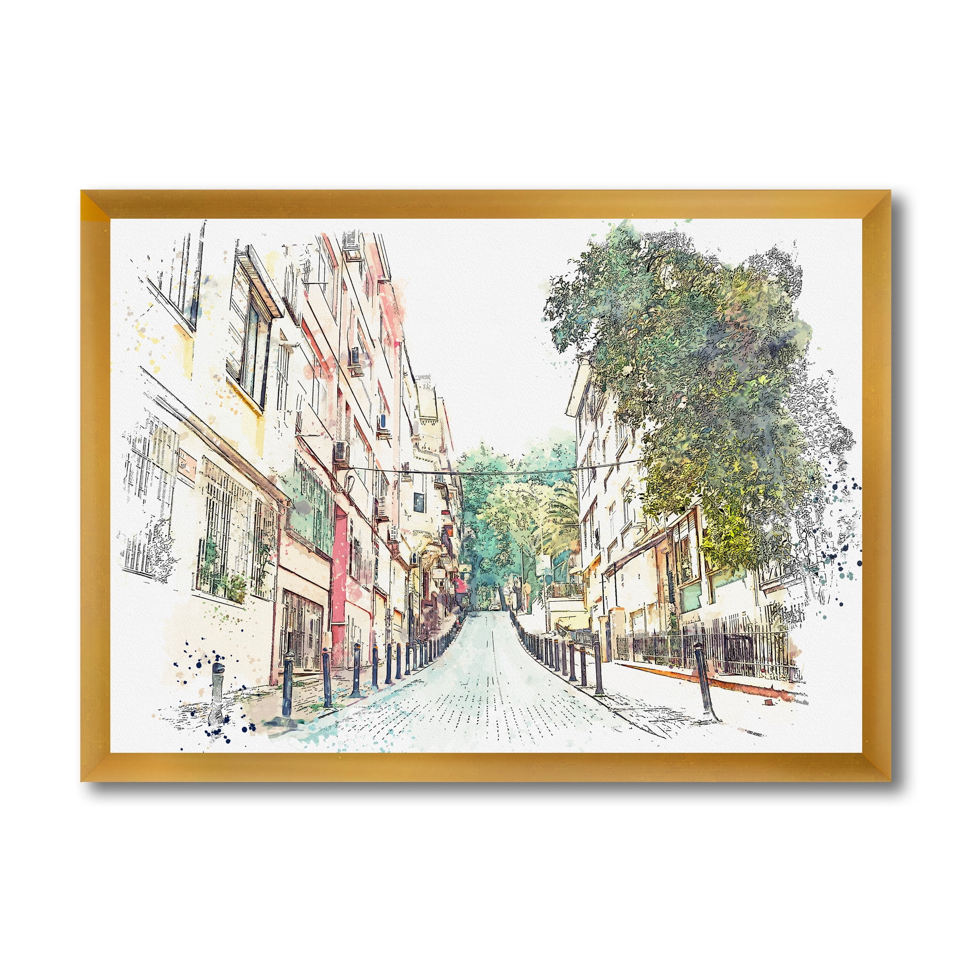 Designart 'Traditional Street In City Istanbul' Traditional Framed Art Print