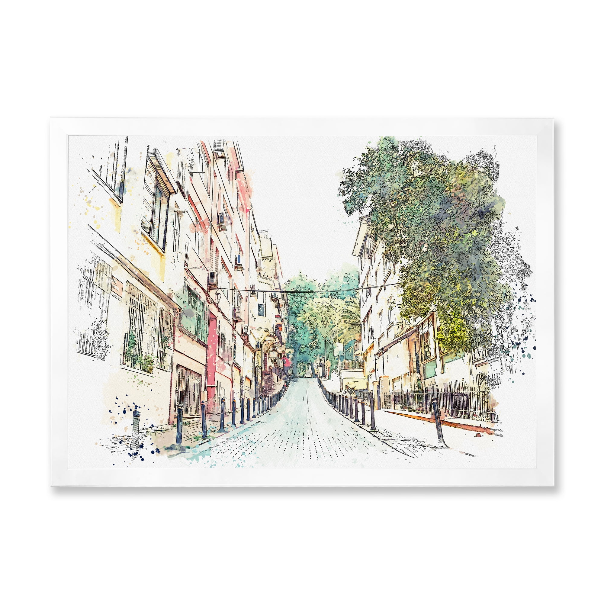 Designart 'Traditional Street In City Istanbul' Traditional Framed Art Print