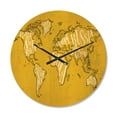 thumbnail image 1 of Designart 'Traditional Yellow Worldmap ' Modern Wood Wall Clock, 1 of 5