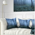 thumbnail image 1 of Designart Trail Through Blue Fall Forest - Landscape Photo Throw Pillow - 18x18, 1 of 5