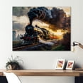 thumbnail image 1 of Designart "Train on the Tracks" Transportation Train Metal Art Print, 1 of 5