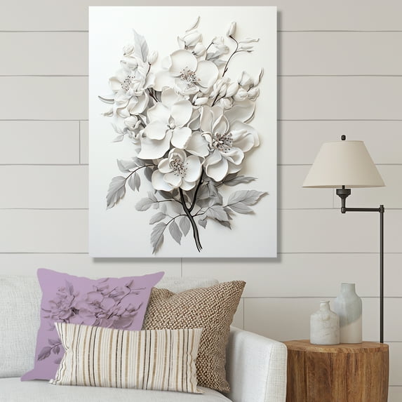 Designart "Tranquil Black And White Orchid I" Orchids Wall Decor