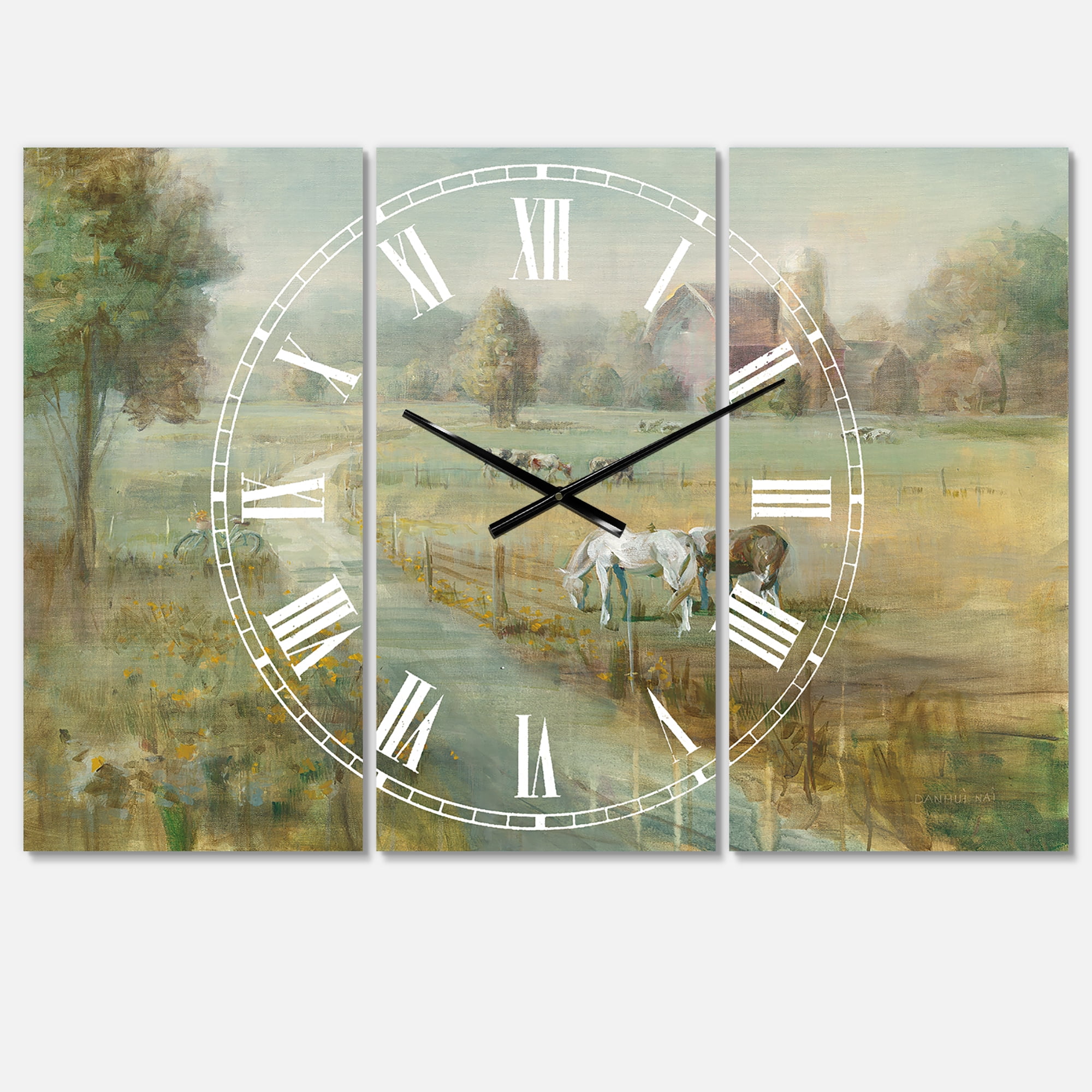 Designart 'Tranquil Country Field' Farmhouse Wall Clock