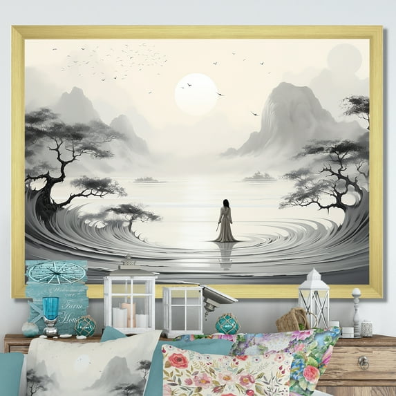 Designart "Tranquil Garden Retreat" Buddhism Picture Framed Canvas Art Print