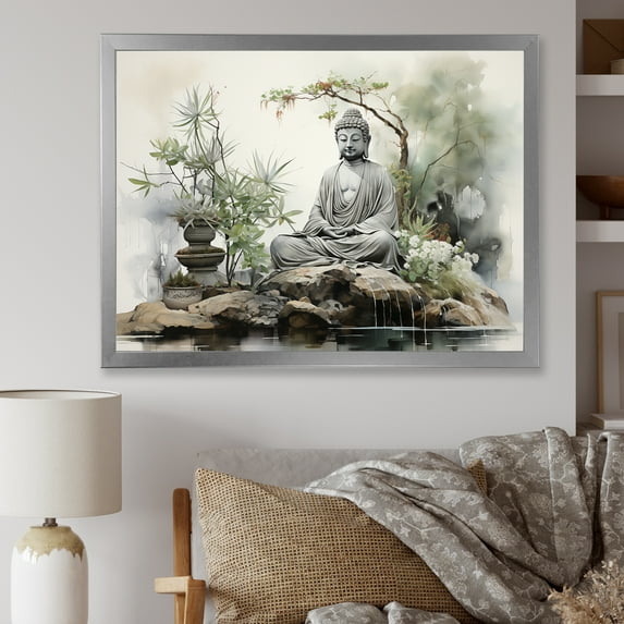 Designart "Tranquil Garden Retreat I" Buddhism Picture Framed Wall Art Prints