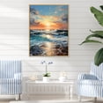 thumbnail image 1 of Designart "Tranquil Horizons At Beach Sunrise II" Ocean Floater Framed Wall Art Living Room, 1 of 5