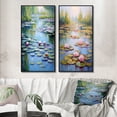 thumbnail image 1 of Designart "Tranquil Lake Serenity Pink Water Lilies in Bloom I" Lakehouse Framed Wall Art Set Of 2 - Lake House Green Framed Canvas Set For Living Room Decor, 1 of 6