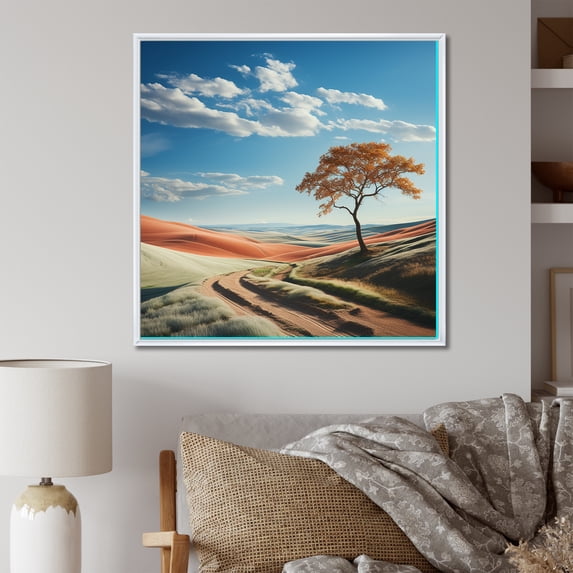 Designart "Tranquil Minimalism: Prairie Photography I" Minimalism Floater Framed Wall Art Living Room