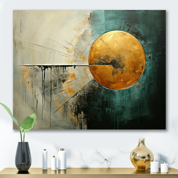 Designart "Tranquil Moon Juncture In Jade" Moon Wall Art Living Room