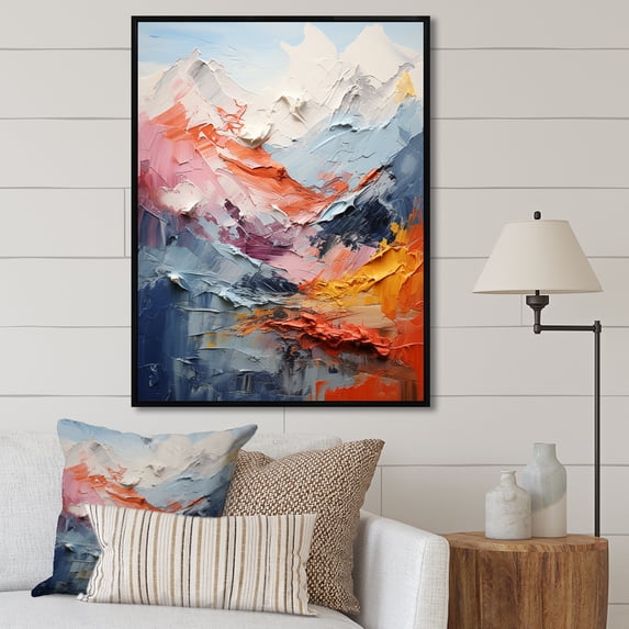 Designart "Tranquil Peak Combinations" Landscape Mountains Floater Framed Wall Art Prints
