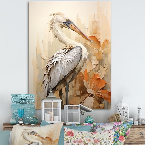 Designart "Tranquil Perch Of A Serene Pelican" Pelican Wall Art Living Room