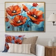 thumbnail image 1 of Designart "Tranquil Poppies Blue and Red" Floral Framed Wall Art - Traditional Red Poppies Bedroom Framed Canvas Wall Art, 1 of 6