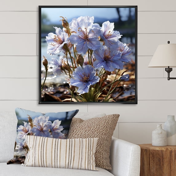 Designart "Tranquil Purple Cornflowers" Cornflowers Floater Framed Wall Decor