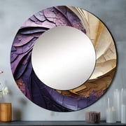 Designart "Tranquil Purple Pottery Spirals" Abstract Spirals Rund Mirror For Wall Decor - Large Beige Round Printed Mirror -Modern Round Living Room Mirror - 23" x 23"