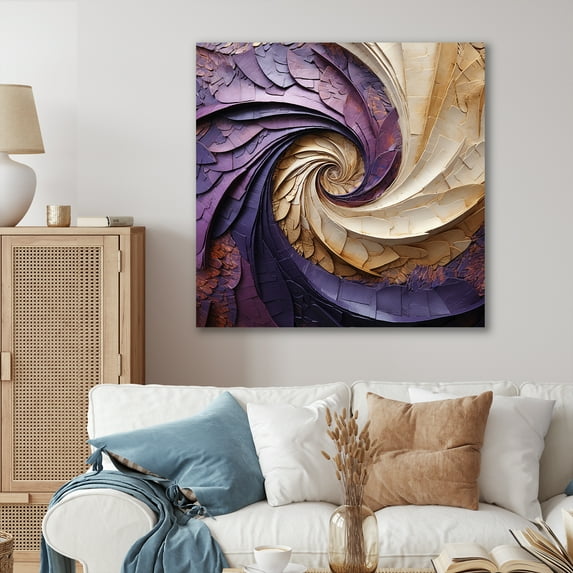 Designart "Tranquil Purple Pottery Spirals" Abstract Spirals Wall Art Living Room