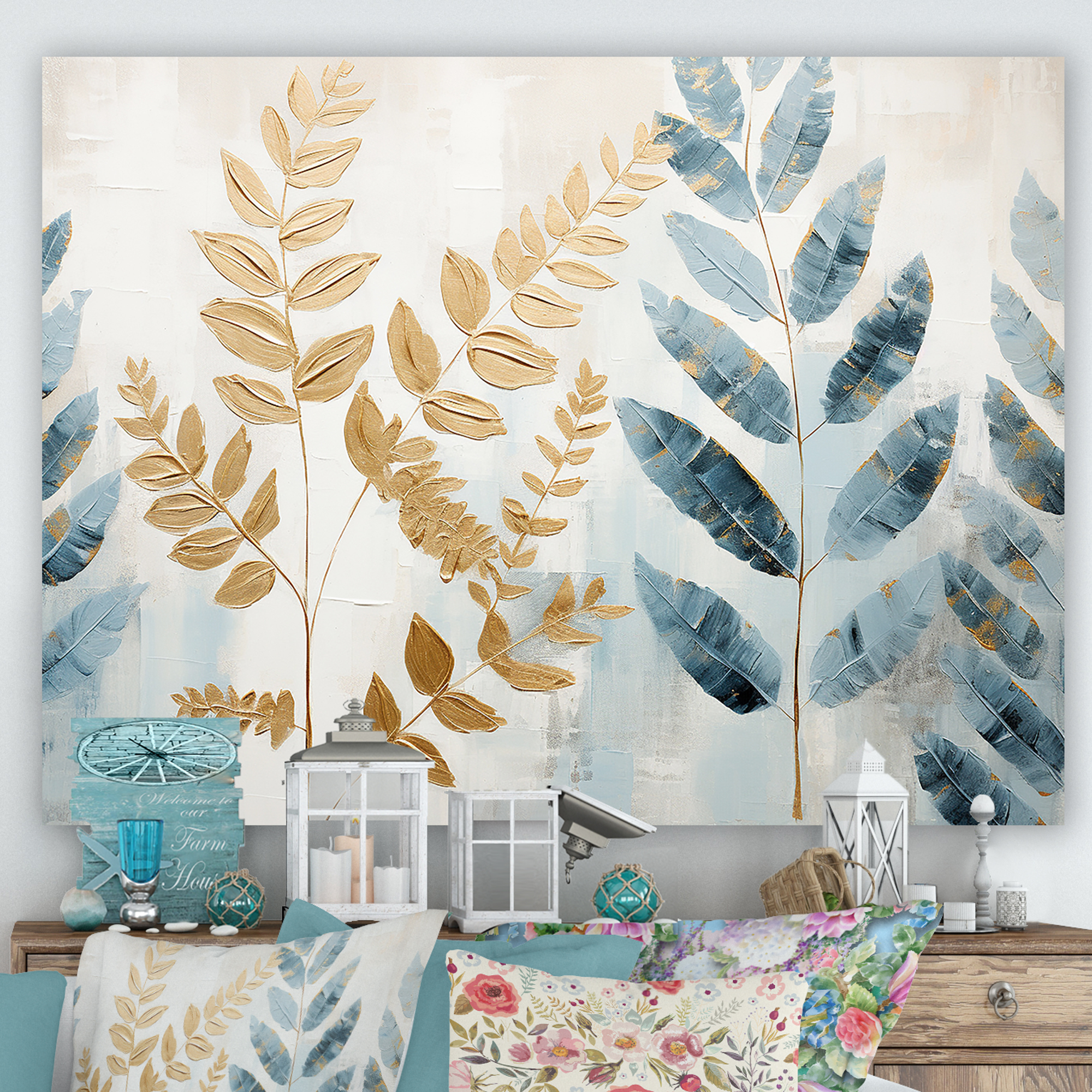 Designart "Tranquil Retreat Amongst The Gold Ferns VI" Ferns Wall Art ...