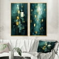 thumbnail image 1 of Designart "Tranquil Serenity Abstract in Turquoise and Gold I" Abstract Painting Framed Wall Art Set Of 2 - Modern Gold Gallery Wall Frame Set For Home Decor, 1 of 6